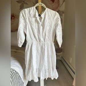 J CREW cotton White Eyelet Dress Sz M